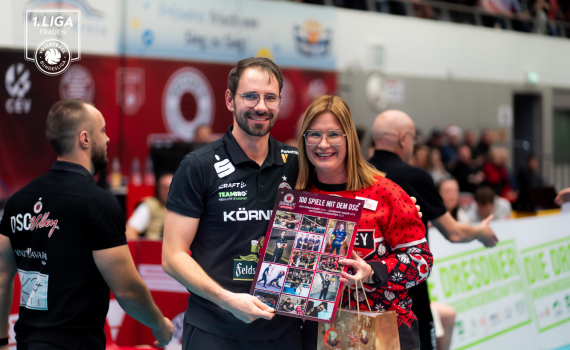 Co-Trainer Łukasz Marciniak feiert 100. Spiel für die DSCVOLLEYs
