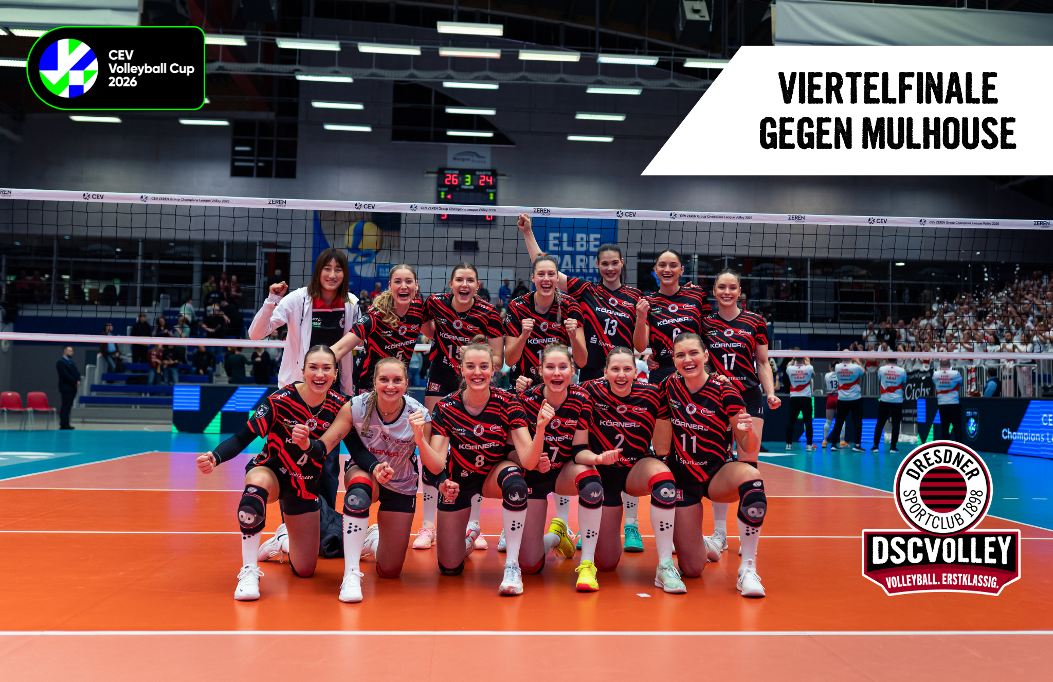 DSCVOLLEYs spielen im CEV-Cup Viertelfinale gegen Mulhouse