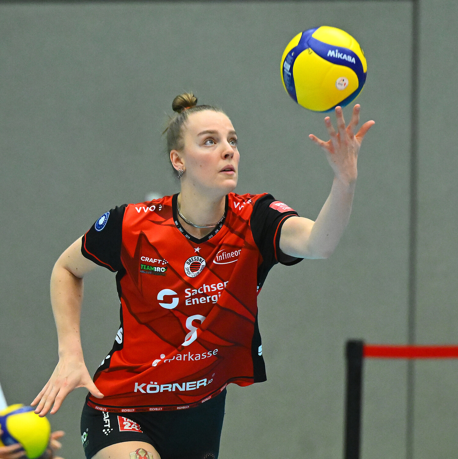 Jette Kuipers (Dresden), Dresdner SC gegen Skurios Volleys Borken, Volleyball, 1. Bundesliga Frauen, 1. Liga, Margon Arena Dresden Bodenbacher Straße, DSC, Saison 2025/2026, 21.02.206, Foto: Lutz Hentschel